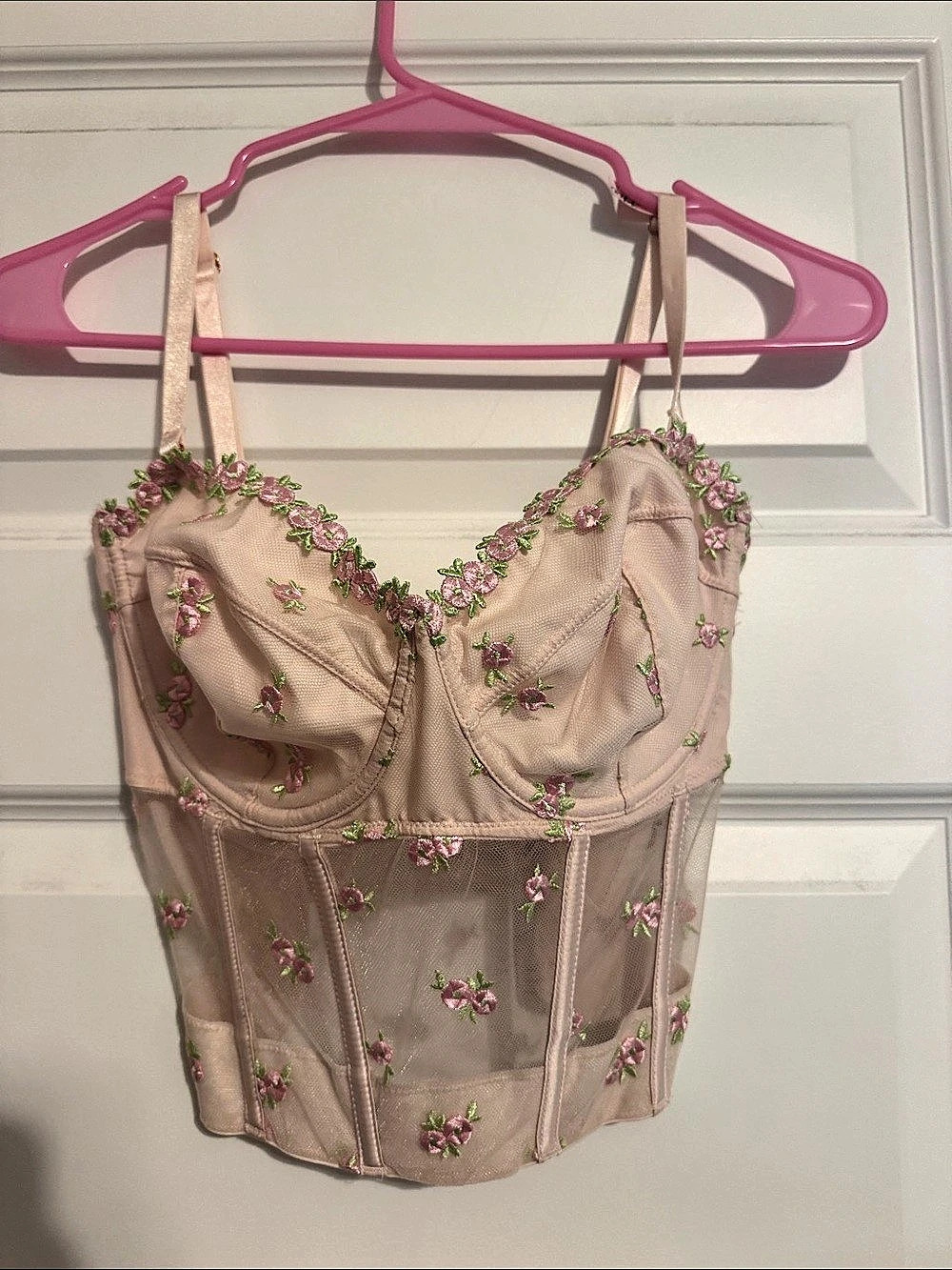 Victoria's Secret Dream Angels Floral Bustier Bra in Pink 34DD NWT